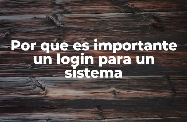 Por que es Importante un Login para un Sistema