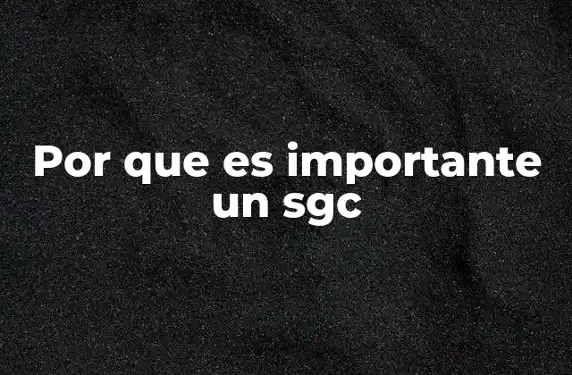 Por que es Importante un Sgc