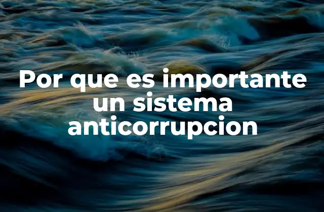 Por que es Importante un Sistema Anticorrupcion
