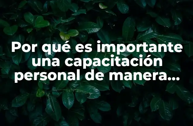 Por Qué es Importante una Capacitación Personal de Manera Individual