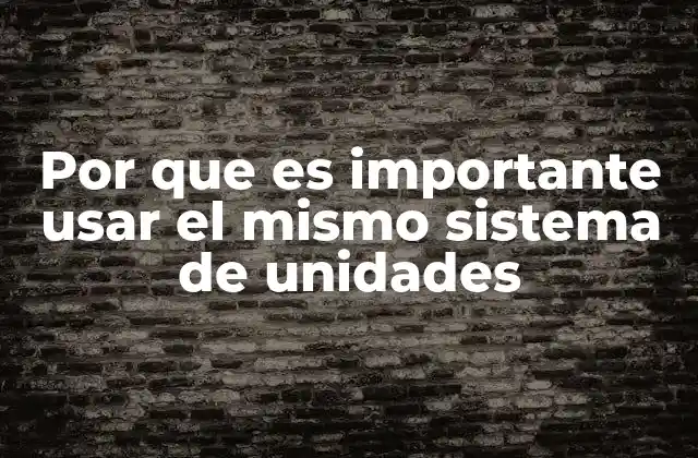 Por que es Importante Usar el Mismo Sistema de Unidades