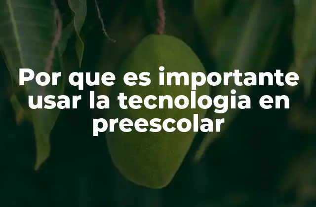 Por que es Importante Usar la Tecnologia en Preescolar