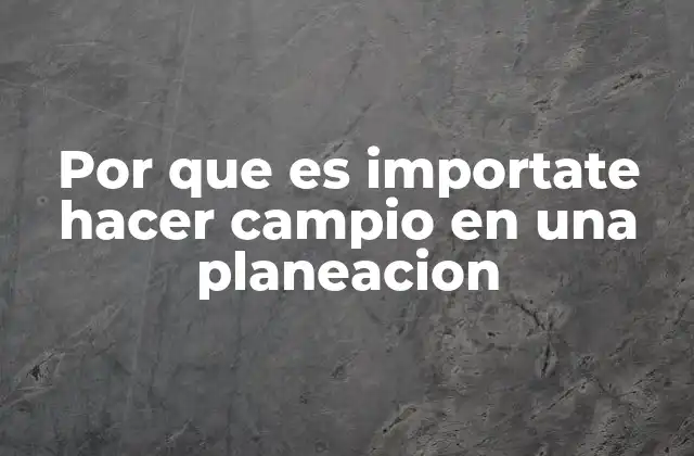 Por que es Importate Hacer Campio en una Planeacion