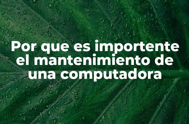 Por que es Importente el Mantenimiento de una Computadora