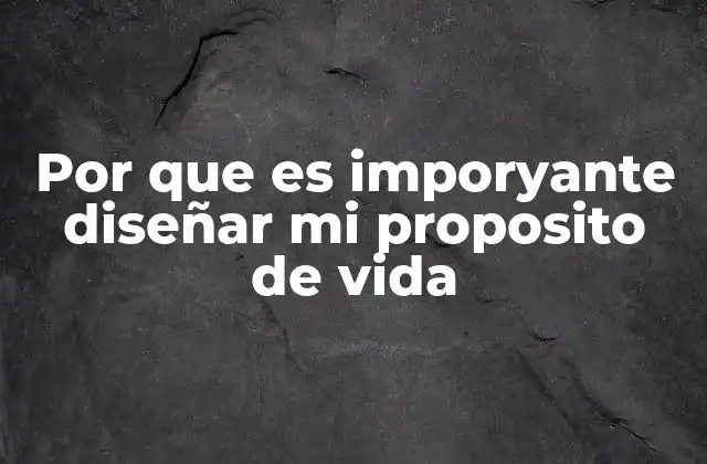 Por que es Imporyante Diseñar Mi Proposito de Vida