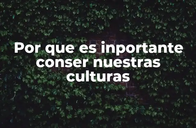 Por que es Inportante Conser Nuestras Culturas