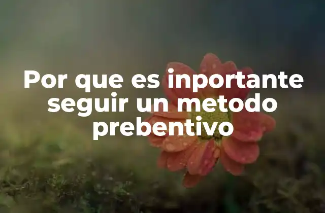 Por que es Inportante Seguir un Metodo Prebentivo