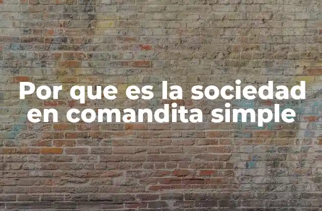 Por que es la Sociedad en Comandita Simple
