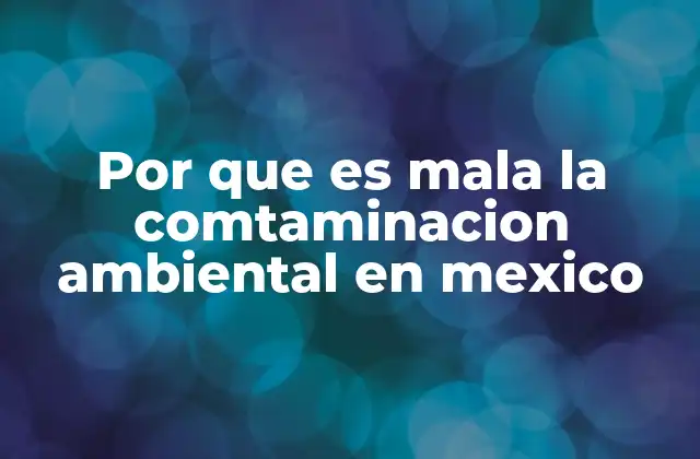Por que es Mala la Comtaminacion Ambiental en Mexico