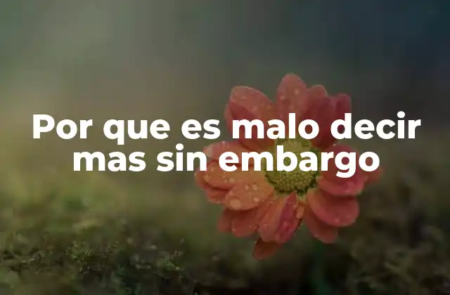 Por que es Malo Decir mas sin Embargo