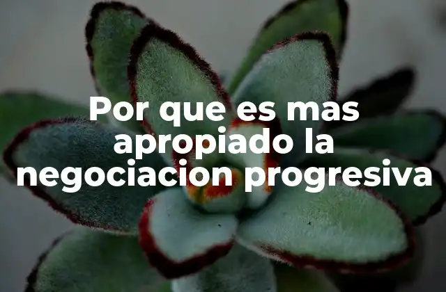 Por que es mas Apropiado la Negociacion Progresiva