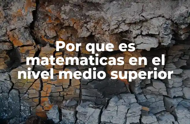 Por que es Matematicas en el Nivel Medio Superior