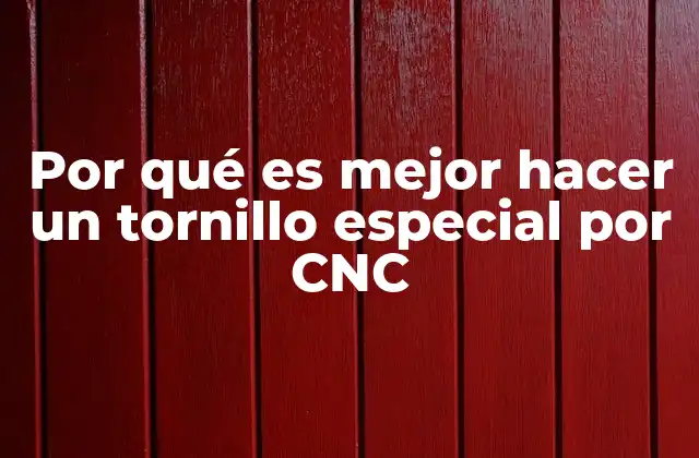 Por Qué es Mejor Hacer un Tornillo Especial por Cnc