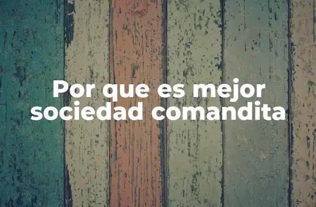 Por que es Mejor Sociedad Comandita