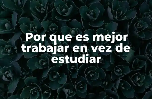 Por que es Mejor Trabajar en Vez de Estudiar
