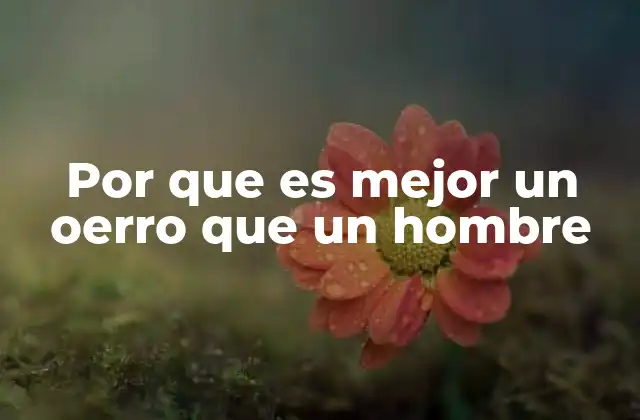 Por que es Mejor un Oerro que un Hombre