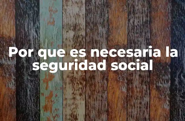 Por que es Necesaria la Seguridad Social