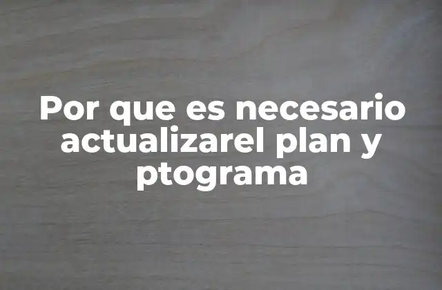 Por que es Necesario Actualizarel Plan y Ptograma