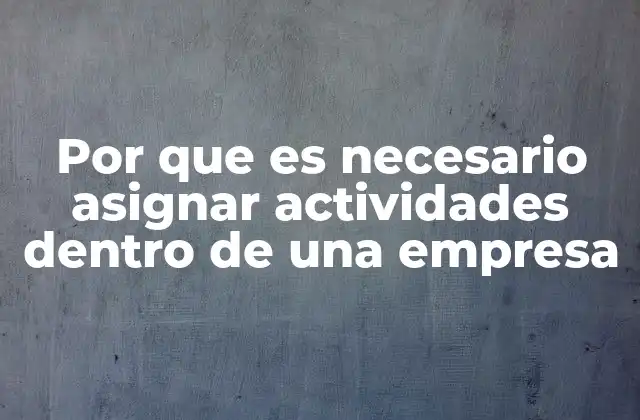 Por que es Necesario Asignar Actividades Dentro de una Empresa