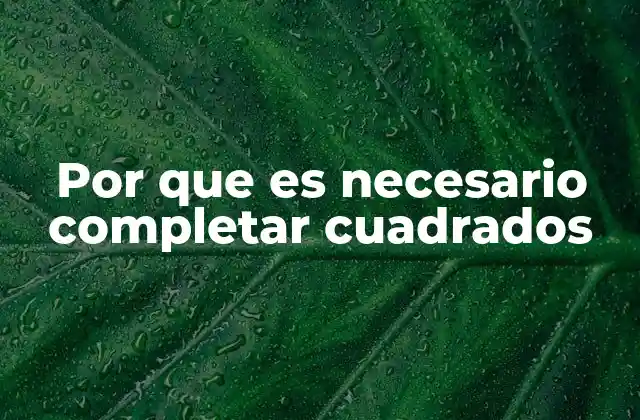 Por que es Necesario Completar Cuadrados