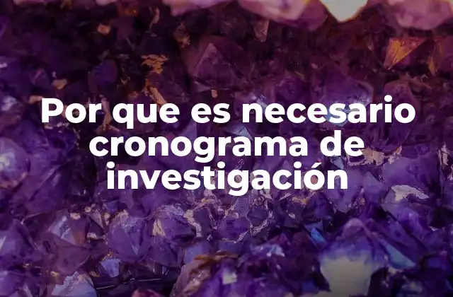 Por que es Necesario Cronograma de Investigación