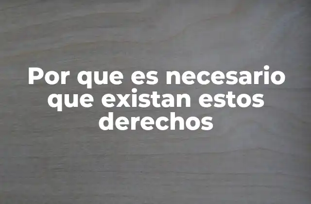 Por que es Necesario que Existan Estos Derechos
