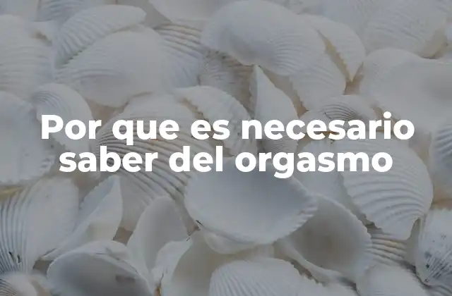 Por que es Necesario Saber Del Orgasmo