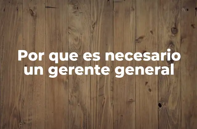 Por que es Necesario un Gerente General
