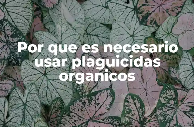Por que es Necesario Usar Plaguicidas Organicos