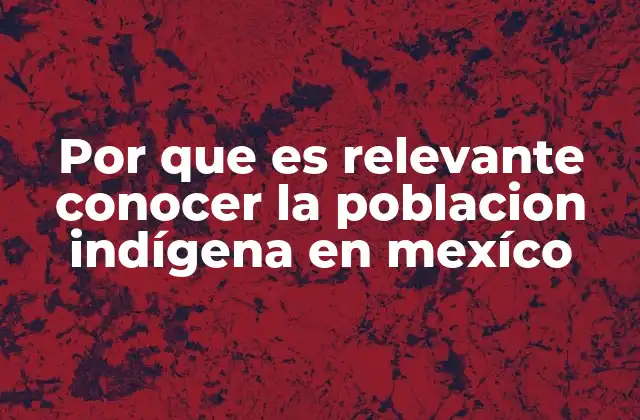 Por que es Relevante Conocer la Poblacion Indígena en Mexíco
