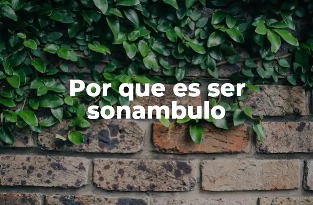 Por que es Ser Sonambulo