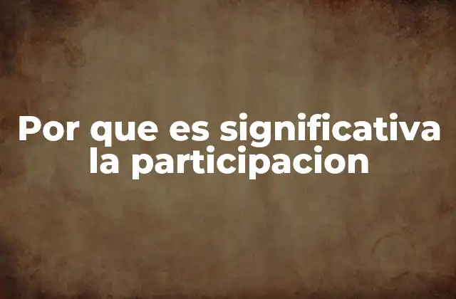 Por que es Significativa la Participacion