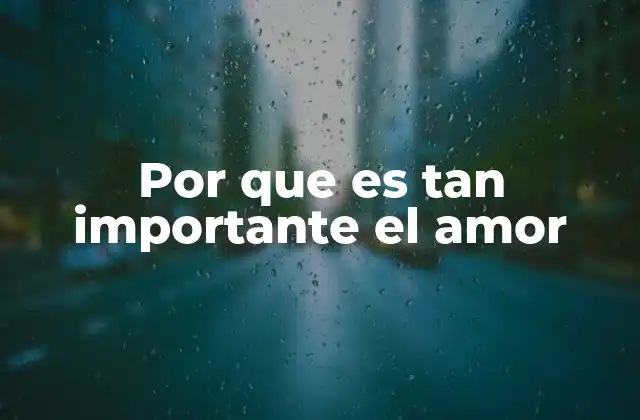 Por que es Tan Importante el Amor