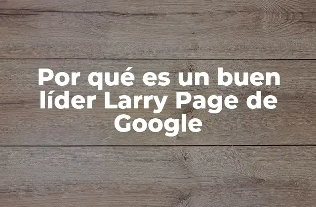 Por Qué es un Buen Líder Larry Page de Google