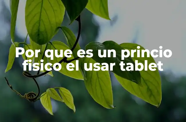 Por que es un Princio Fisico el Usar Tablet