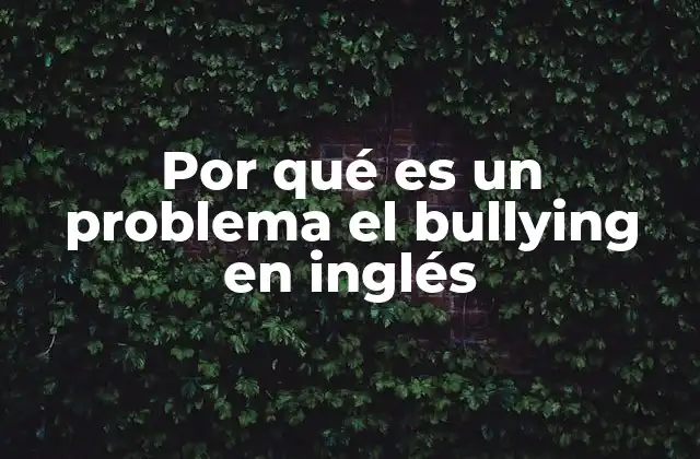 Por Qué es un Problema el Bullying en Inglés