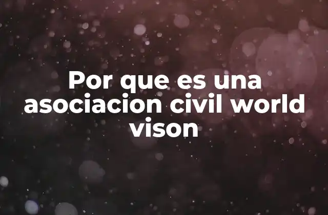 Por que es una Asociacion Civil World Vison