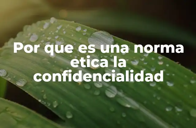 Por que es una Norma Etica la Confidencialidad