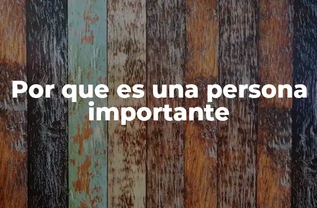 Por que es una Persona Importante