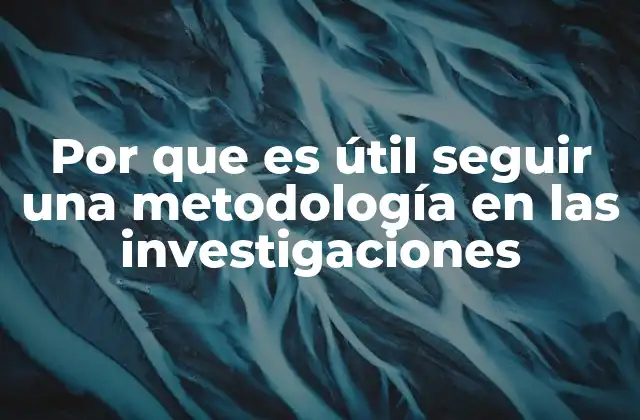 Por que es Útil Seguir una Metodología en las Investigaciones