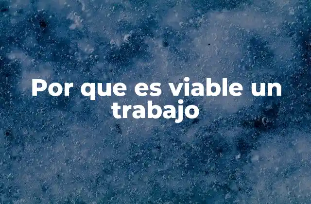 Por que es Viable un Trabajo