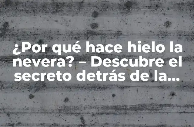 ¿por Qué Hace Hielo la Nevera? – Descubre el Secreto Detrás de la Formación de Hielo