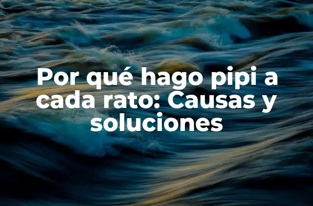 Por Qué Hago Pipi a Cada Rato: Causas y Soluciones