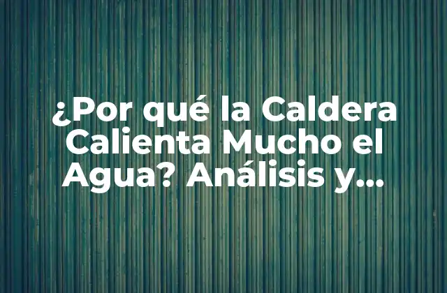 ¿por Qué la Caldera Calienta Mucho el Agua? Análisis y Soluciones