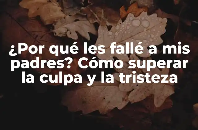 ¿por Qué Les Fallé a Mis Padres? Cómo Superar la Culpa y la Tristeza