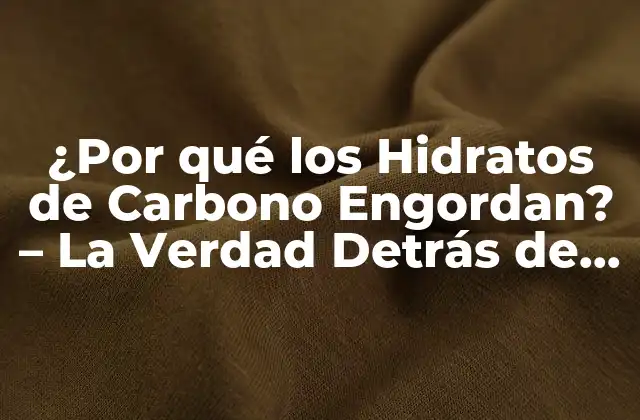 ¿por Qué los Hidratos de Carbono Engordan? – la Verdad Detrás de la Mitad