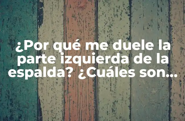 ¿por Qué Me Duele la Parte Izquierda de la Espalda? ¿cuáles Son las Causas y Soluciones?