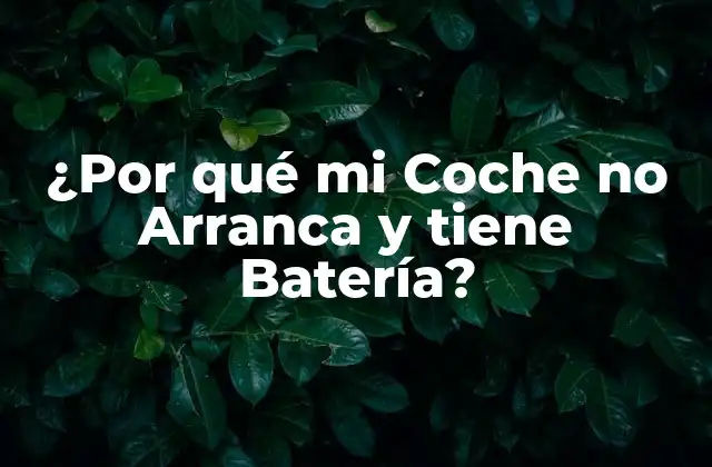 ¿por Qué Mi Coche No Arranca y Tiene Batería?