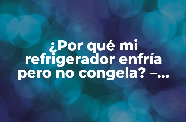 ¿por Qué Mi Refrigerador Enfría pero No Congela? – Soluciones y Causas Comunes