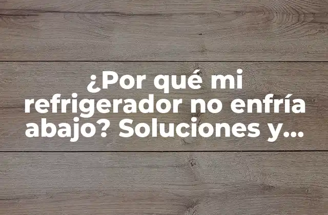 ¿por Qué Mi Refrigerador No Enfría Abajo? Soluciones y Consejos para Reparar Tu Refrigerador